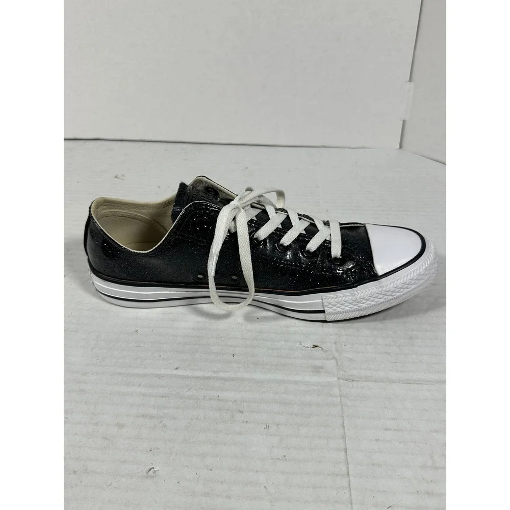 Converse Chuck Taylor All Star Black Glitter Patent Low Top Sneakers 562482C 9.5